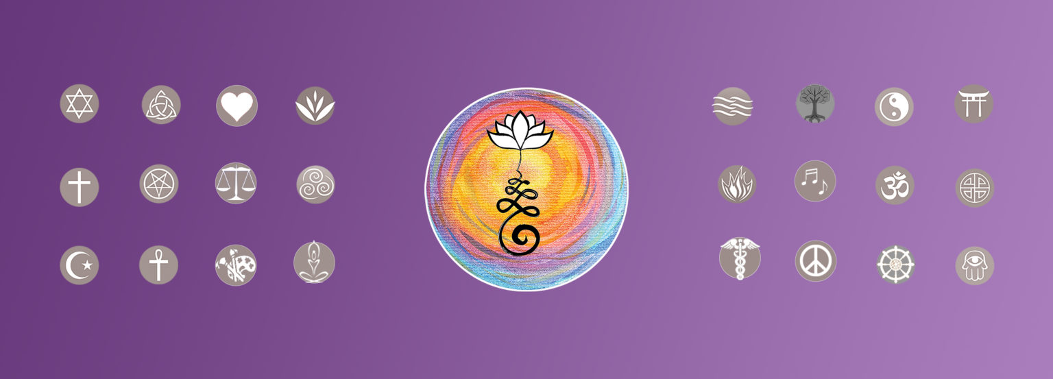 Soul Seeker Logo and spiritual icons on purple